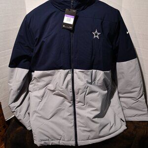 Dallas Cowboys Nike NFL on Field Jacket w/ Pack away Hood Full zip M-2XL NW Tag